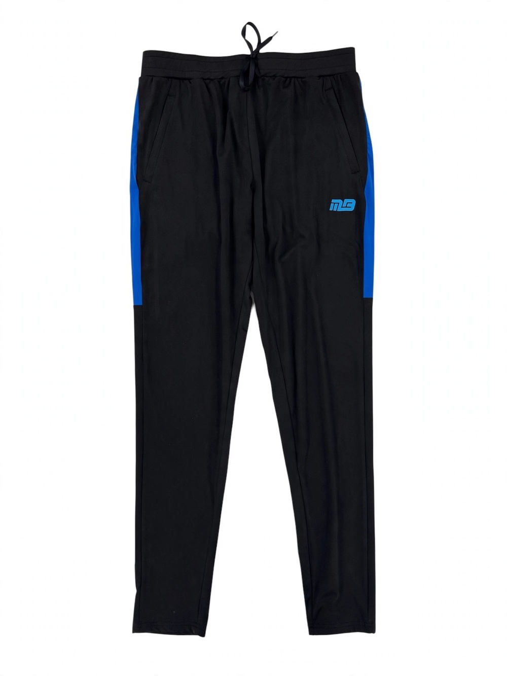 MuscleBox MB Active Elite Track Pants Black Blue Stripe Mens L NWT